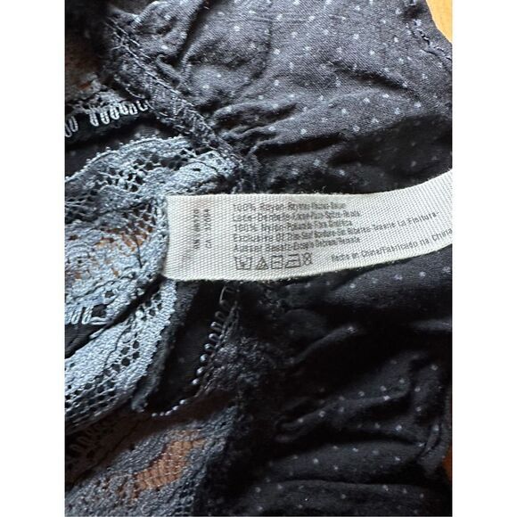 Free People Intimately Free Voile Slip Trapeze Dress XS Polka Dot Lace Black Gra - Picture 11 of 14